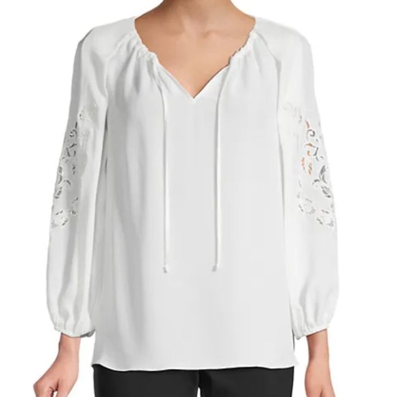 Kobi Halperin Tops - NEW Kobi Halperin Women Paulina Silk Embroidered Cut Out Floral Dress Blouse